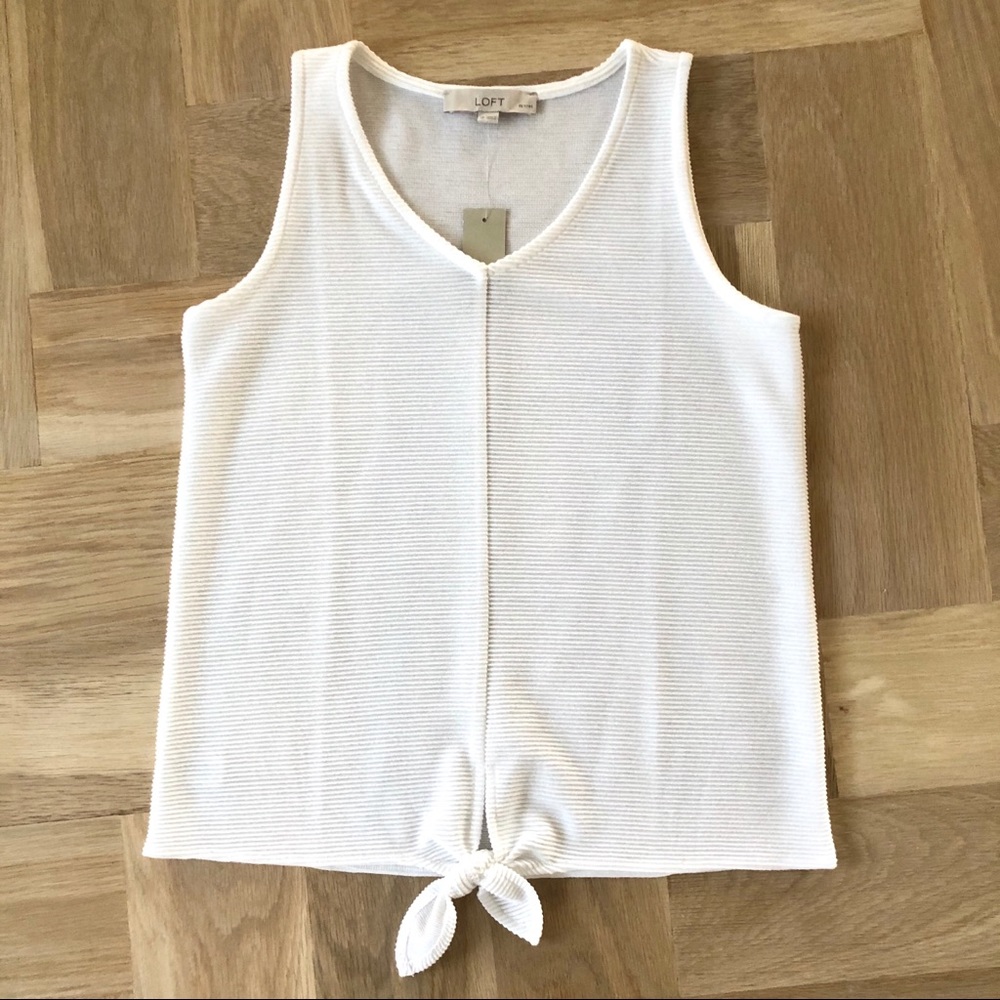 Loft White Tie Tank Top: Small